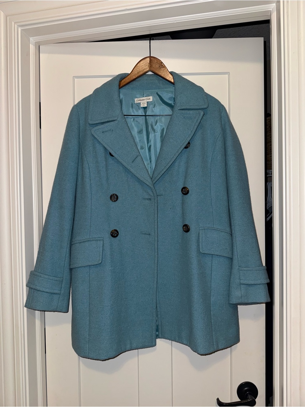 Coldwater Creek Teal Double-Breasted Peacoat